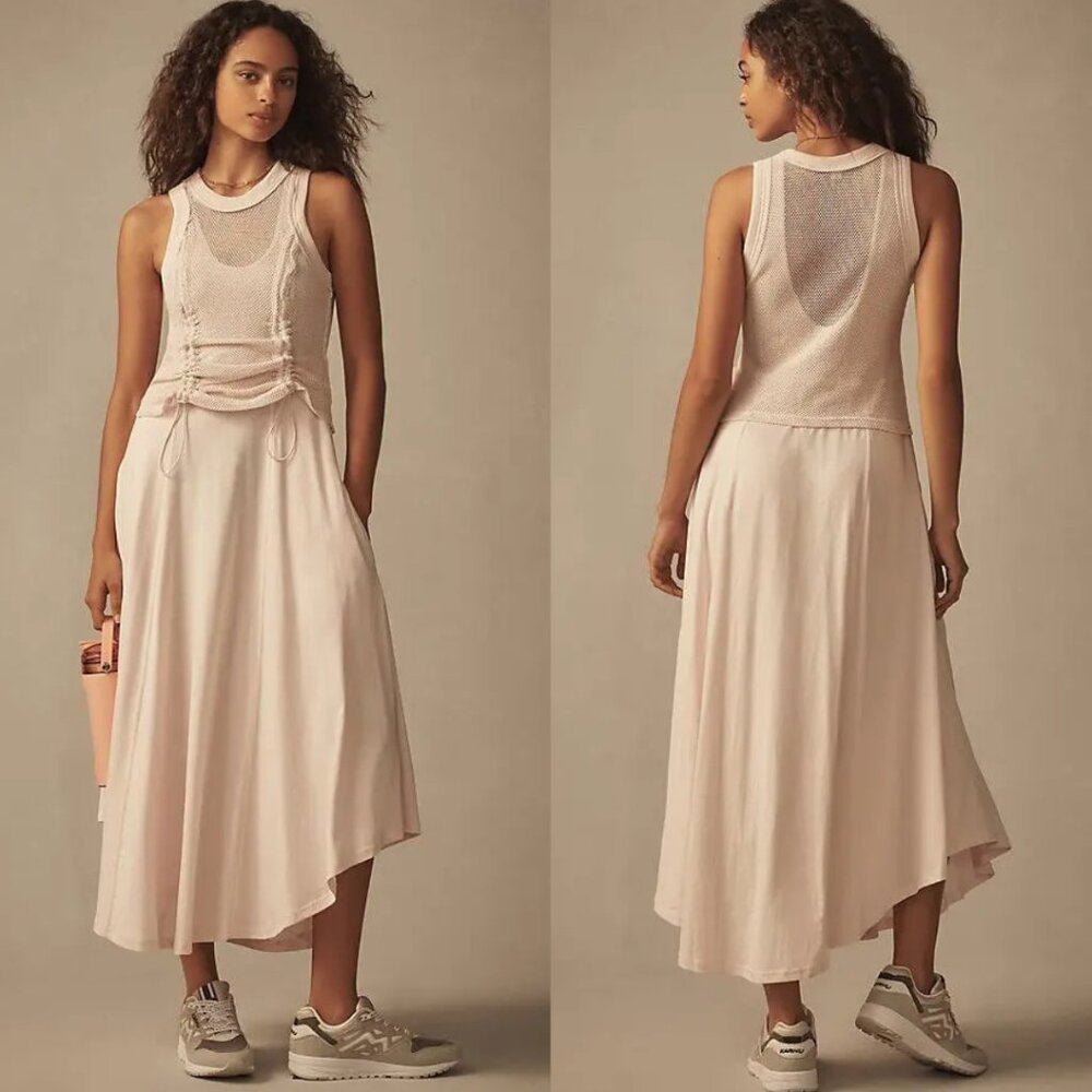 NEW Daily Practice by‎ Anthropologie Forward Line Pink Midi Dress Womens XSP - Picture 2 of 14